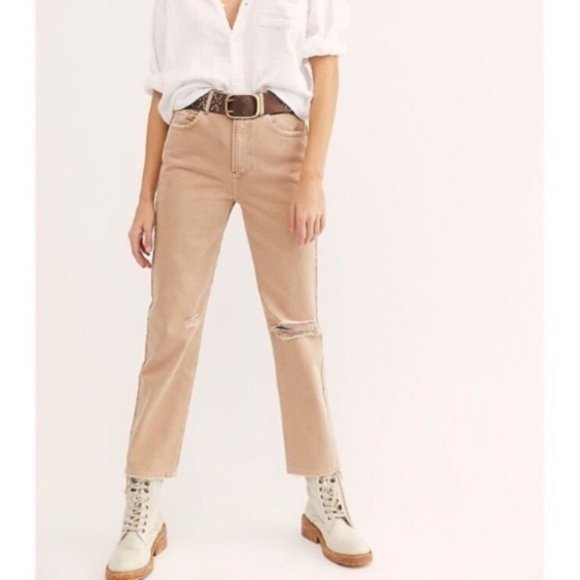 Free People Denim - NWOT Free People Dakota Straight Leg Jeans Tan